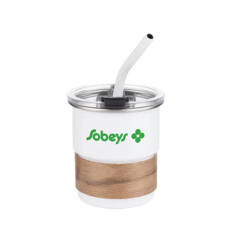 Polly Mini Tumbler 10 oz with Wooden Band and Straw #3