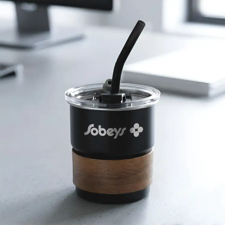 Polly Mini Tumbler 10 oz with Wooden Band and Straw #7