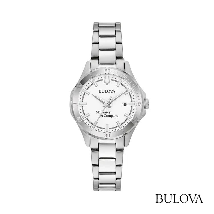 Montre Bulova 30 mm pour femme à cadran blanc et lunette graduée