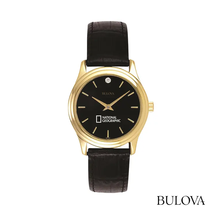Montre Bulova 30 mm pour femme en cuir avec diamant
