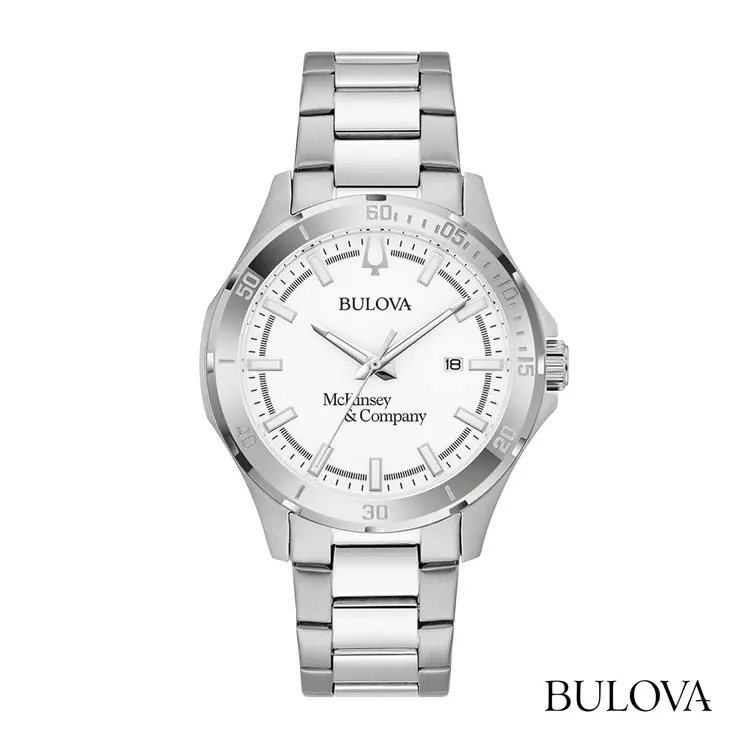 Montre Bulova 38 mm pour homme à cadran blanc et lunette graduée