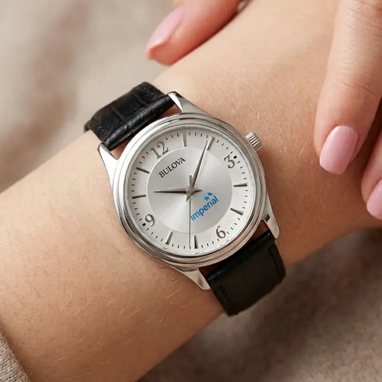 Montre Bulova à quartz 30 mm pour femme en cuir avec boîtier de ton argent #2