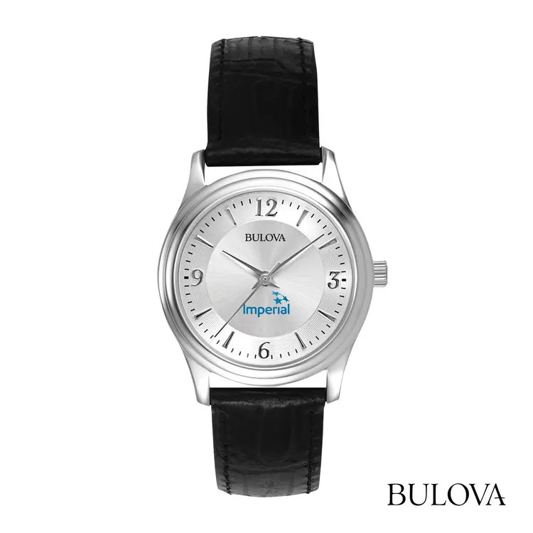 Montre Bulova à quartz 30 mm pour femme en cuir avec boîtier de ton argent