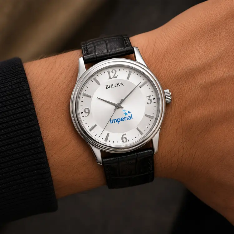 Montre Bulova à quartz 37 mm pour homme en cuir avec boîtier de ton argent #2