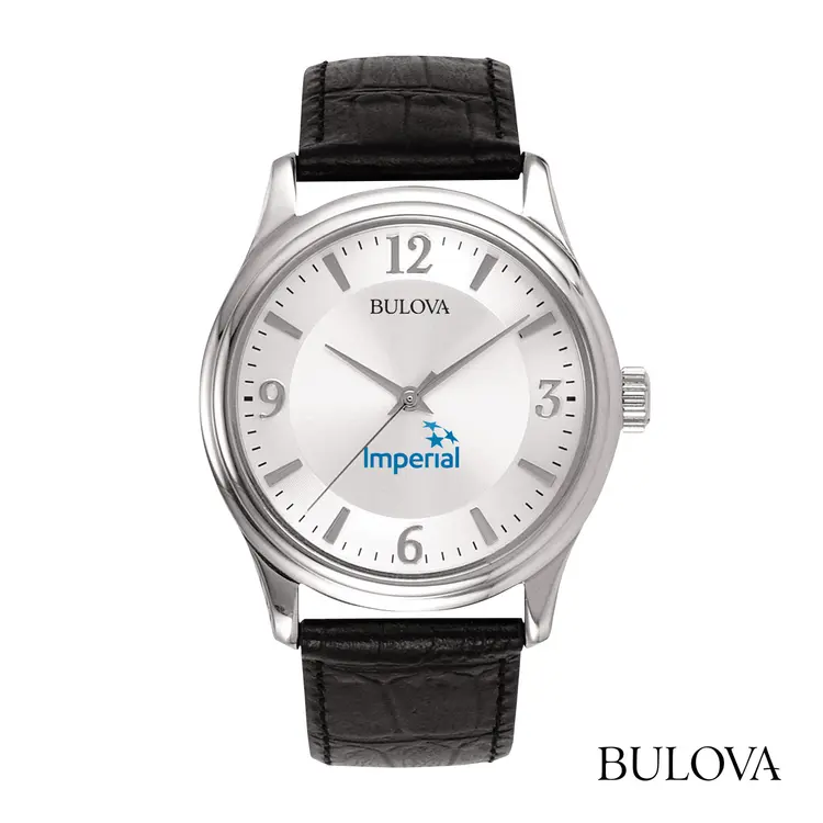 Montre Bulova à quartz 37 mm pour homme en cuir avec boîtier de ton argent