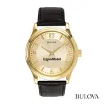 Bulova Gold-Tone Quartz 37 mm Men’s Leather Strap Watch