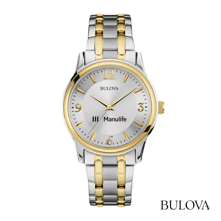 Montre Bulova bicolore 38 mm pour homme à cadran argent