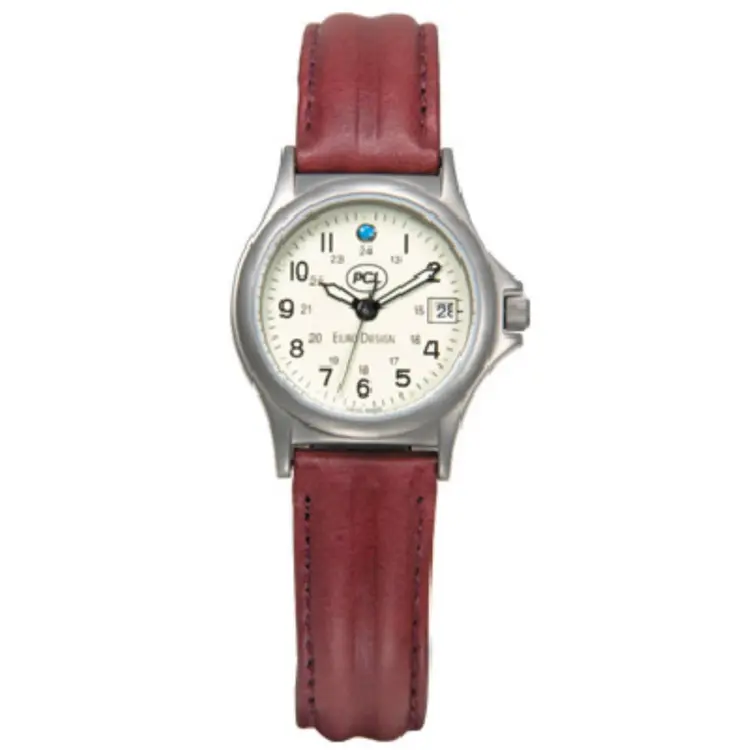 Montre Euro Design pour femme à bracelet en cuir hypoallergénique