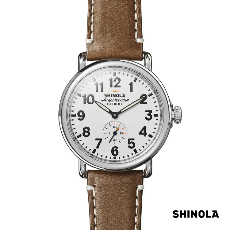 Montre Shinola Runwell 41 mm blanc et brun clair #2