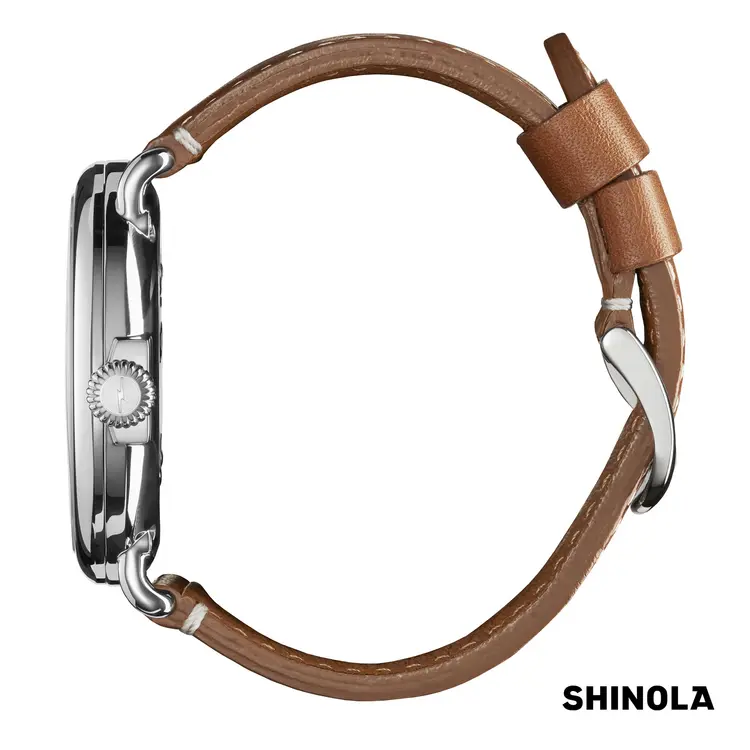 Montre Shinola Runwell 41 mm blanc et brun clair #4