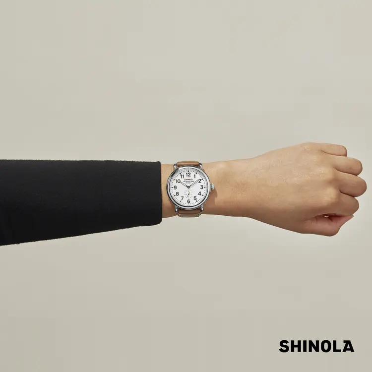 Montre Shinola Runwell 41 mm blanc et brun clair #6