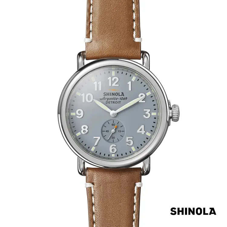 Montre Shinola Runwell 41 mm bleu ardoise et brun clair #2