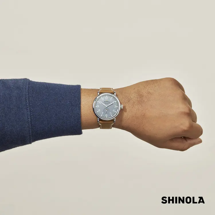 Montre Shinola Runwell 41 mm bleu ardoise et brun clair #8