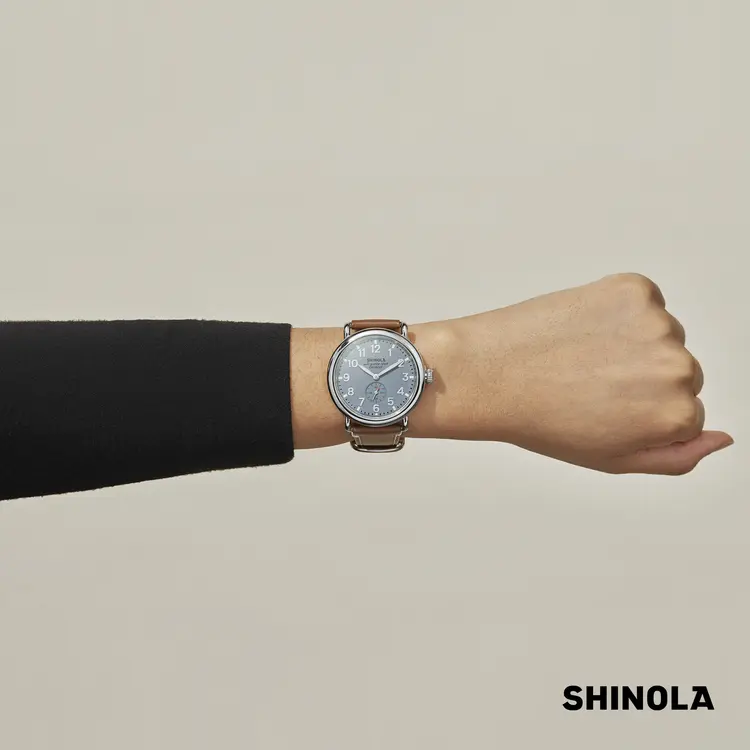Montre Shinola Runwell 41 mm bleu ardoise et brun clair #9