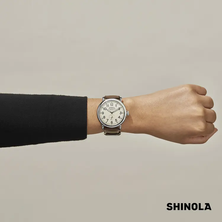Montre Shinola Runwell 41 mm crème et brun #6