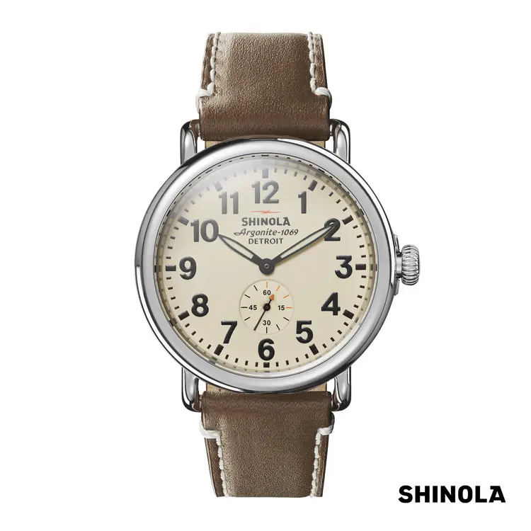 Montre Shinola Runwell 41 mm crème et brun