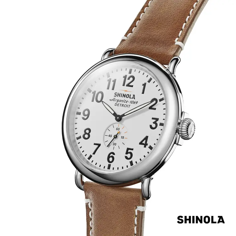 Montre Shinola Runwell 47 mm blanc et brun clair #3