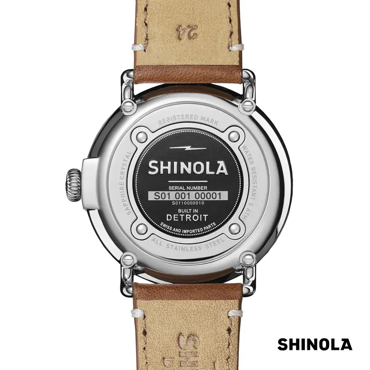 Montre Shinola Runwell 47 mm blanc et brun clair #4