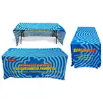 Sublimated Table Cloth for 6' Table, Drape Style, 3 sided, Open Back