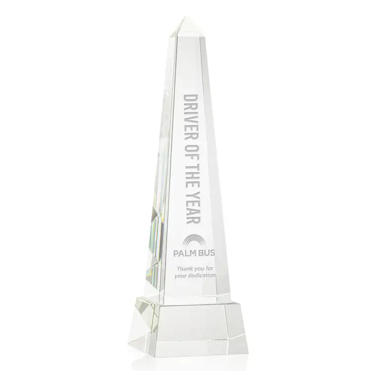 Master Obelisk Optical Crystal Award on Crystal Base - Deep Etch #2
