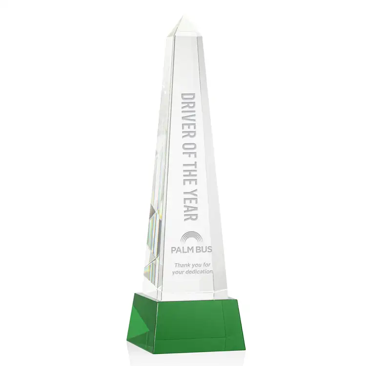 Master Obelisk Optical Crystal Award on Crystal Base - Deep Etch #3