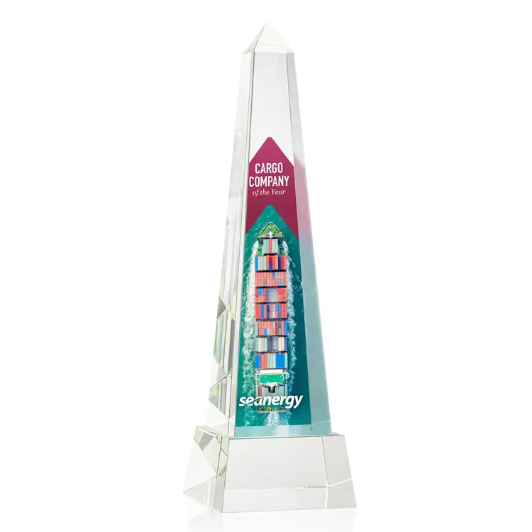Master Obelisk Optical Crystal Award on Crystal Base - Multicolor #2