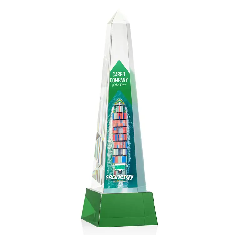 Master Obelisk Optical Crystal Award on Crystal Base - Multicolor #3
