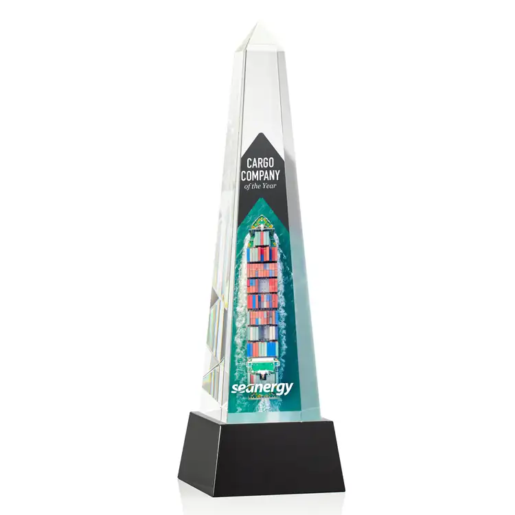 Master Obelisk Optical Crystal Award on Crystal Base - Multicolor #4
