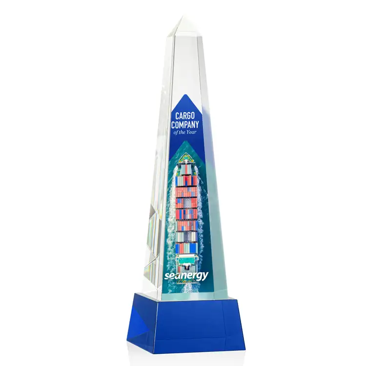Master Obelisk Optical Crystal Award on Crystal Base - Multicolor #5