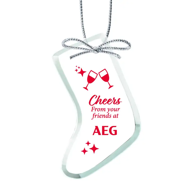 Ornement de Noël bas en verre jade avec impression en une couleur