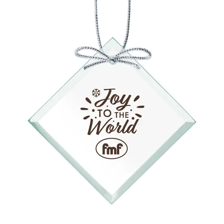 Ornement de Noël carré en verre jade avec impression en une couleur