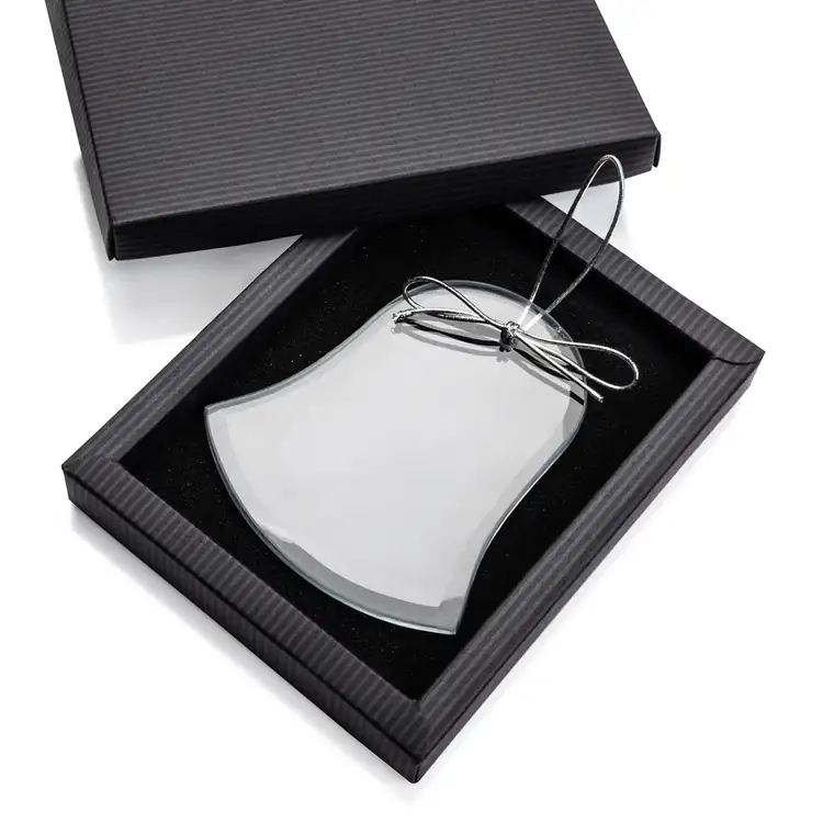 Ornement de Noël cloche en verre jade avec gravure #2