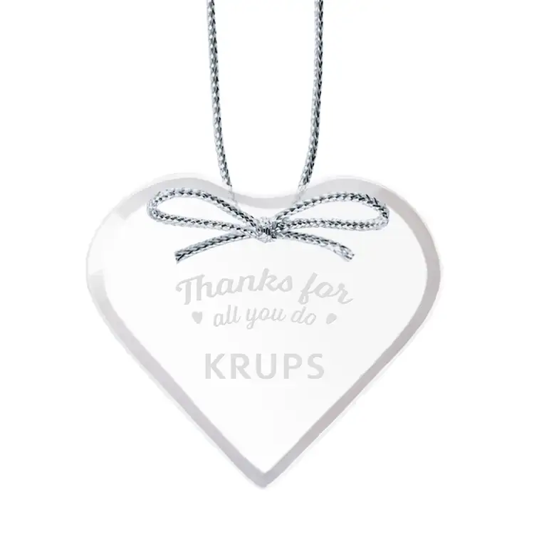Ornement de Noël coeur en cristal Starfire avec gravure