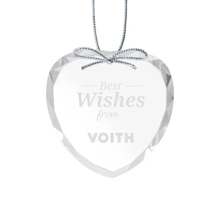 Ornement de Noël coeur en cristal optique avec gravure