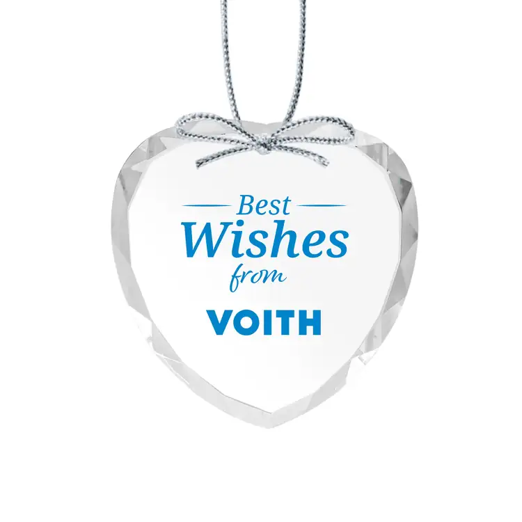 Ornement de Noël coeur en cristal optique avec impression