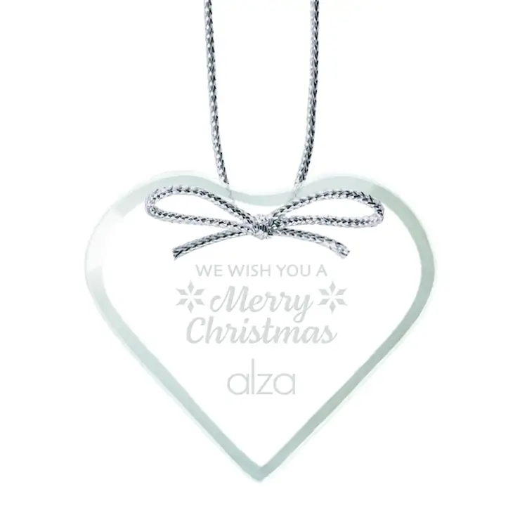 Ornement de Noël coeur en verre jade avec gravure