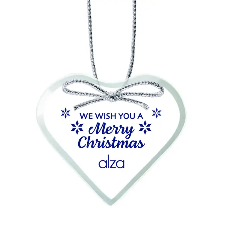 Ornement de Noël coeur en verre jade avec impression en une couleur