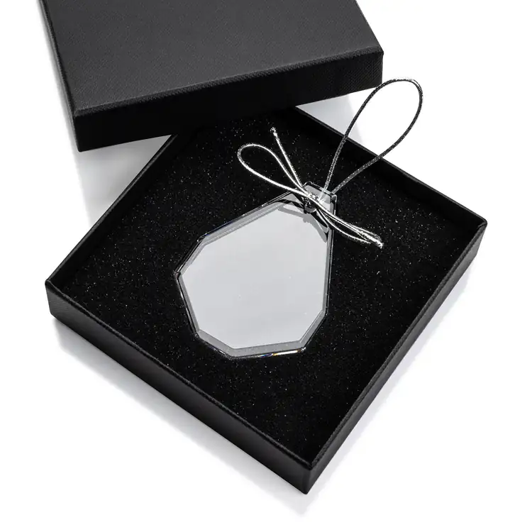 Ornement de Noël goutte en cristal optique avec gravure #2