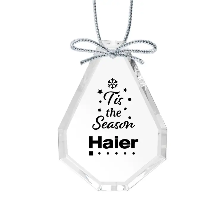 Ornement de Noël goutte en cristal optique avec impression en une couleur
