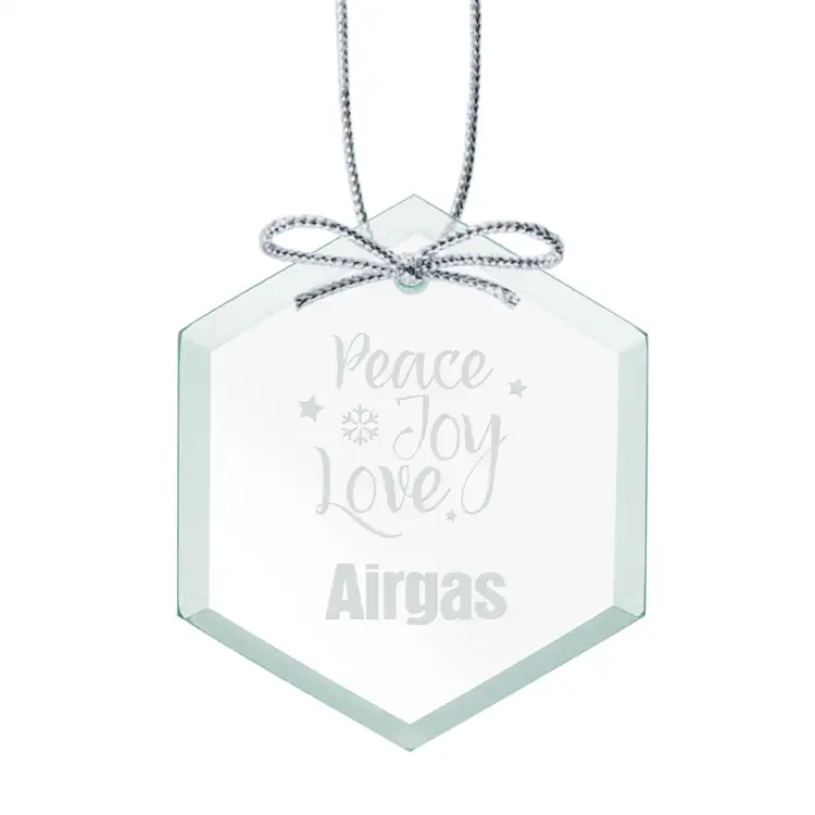 Jade Glass Hexagon Ornament Deep Etch