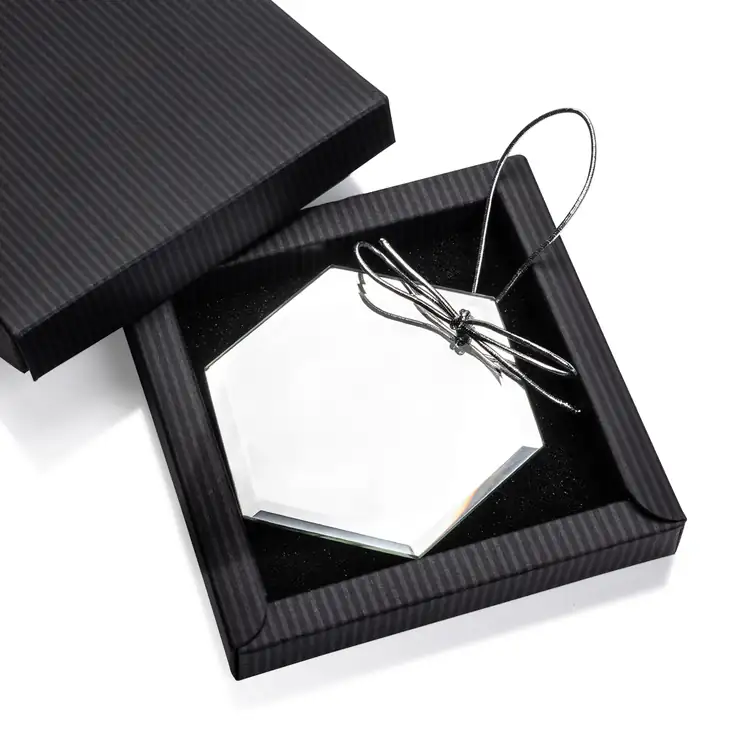 Mirror Hexagon Ornament Laser Engraved #3