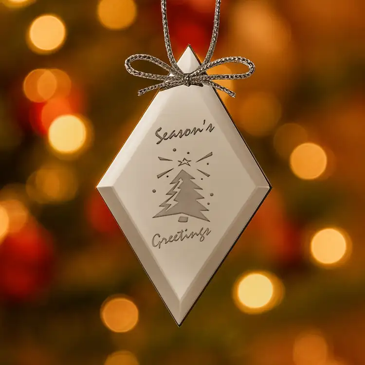 Ornement de Noël losange miroir avec gravure #2