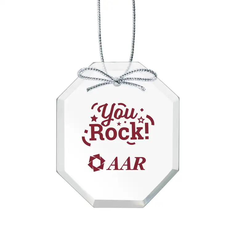 Ornement de Noël octogonal allongé en cristal Starfire avec impression en une couleur