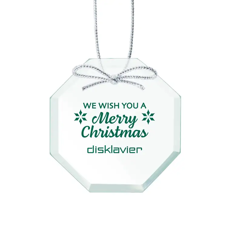 Ornement de Noël octogonal en verre jade avec impression