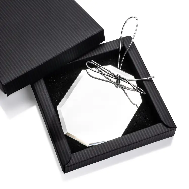 Ornement de Noël octogonal miroir avec gravure #3