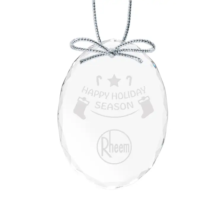 Ornement de Noël ovale en cristal optique avec gravure