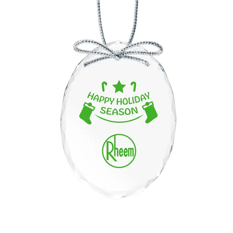 Ornement de Noël ovale en cristal optique avec impression en une couleur