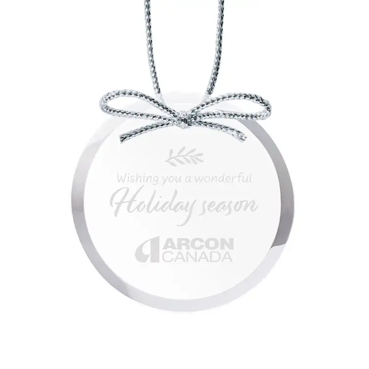Round Starfire Crystal Ornament Deep Etch