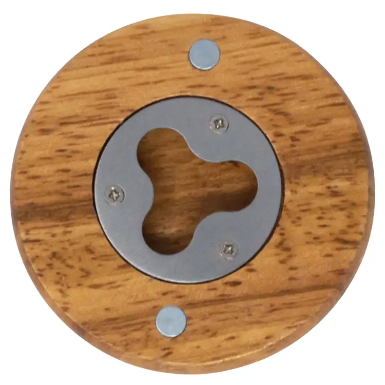 Round Wood Bottle Opener with Magnet #3