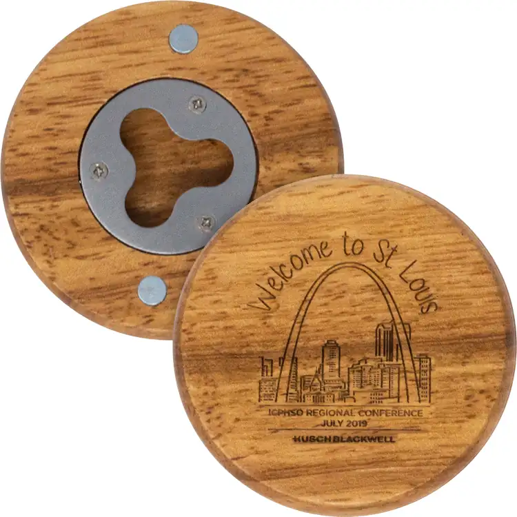 Round Wood Bottle Opener with Magnet